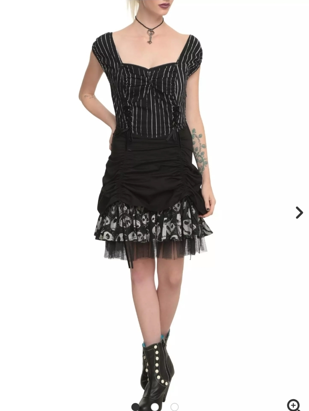 The Nightmare Before Christmas Pinstripe Lace-Up Dress Small